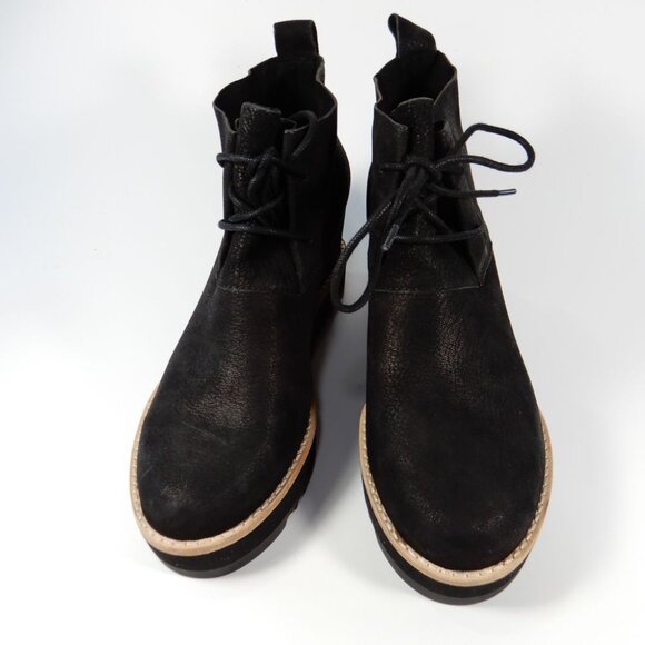 EILEEN FISHER Capa Wedge Boots Booties Size 6 Black Nubuck Leather NEW $265 - Picture 3 of 12